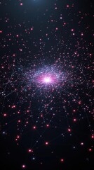 Obraz premium Dots connected by lines to form a polygonal network with a central hub, central hub, basic form, branch connections