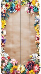 Hand-painted wooden sign featuring an abstract floral pattern, abstract designs, distressed wood, handmade