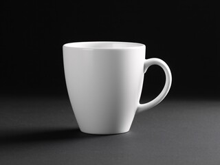 Obraz premium Simple ceramic cup with white coating and handle, displayed upright on plain background for product or branding design, suitable for mockup design