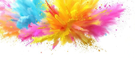 Fototapeta premium Explosion of colourful powders with bright and vibrant hues, colourful fragments, exploded powders