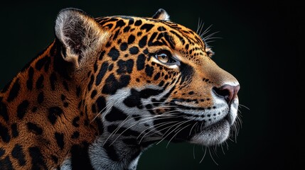 Obraz premium Intense Gaze of a Powerful Jaguar Captured in Close Up Wildlife Photography