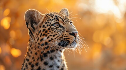 Obraz premium Majestic Leopard in Golden Light on the Savanna