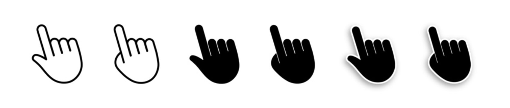 Finger tap icon set. Hand cursor or pointer symbol. 
Vector illustration