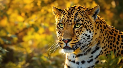 Fototapeta premium Leopard's eyes in focus, while its body is blurred and set against a natural background, leopard, nature, eyes, big cat, predator