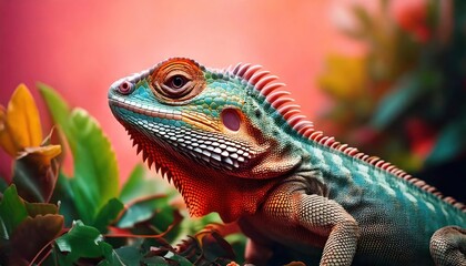 Obraz premium Close-up of a lizard with vibrant head 