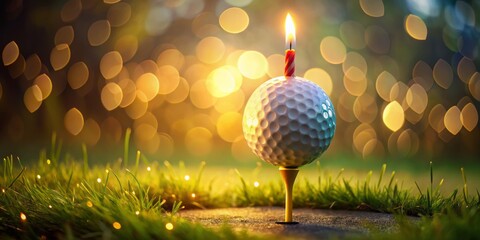 Creative Birthday Celebration: Golf Ball on Tee with Candle as Unique Cake Alternative for Golf Lovers' Special Day