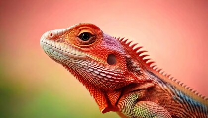  Close-up of a lizard with vibrant head 