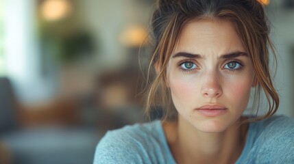 Obraz premium portrait of upset woman closeup, copy space