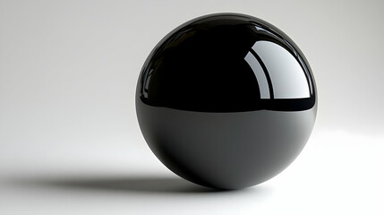Shiny Black Sphere on a Minimalist Background with Reflections and Highlights for Artistic Presentation