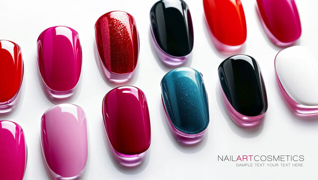 Elegant collection of vibrant nail polish shades for beauty enthusiasts