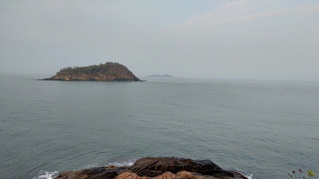 Shot of a small Island in the Arabian Sea, near Karwar, coastal Karnataka, India
