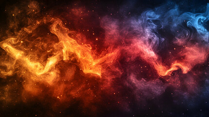 Fototapeta premium Abstract Cosmic Background with Colorful Swirls of Orange, Blue, and Purple in a Starry Space Environment