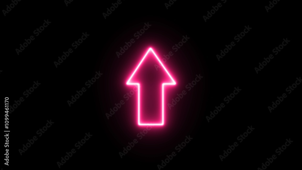 Canvas Prints neon upload arrow icon. abstract glowing neon up arrow illustration. neon up direction arrow icon on