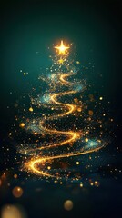 Obraz premium Illuminated Christmas Tree with Sparkling Gold Decorations