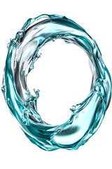 blue water frame from liquid, transparent background, PNG file