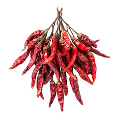 A cluster of red chilies drying, isolated on a white background. PNG. created with Generative AI technology