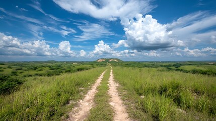 Fototapeta premium Exploring majestic landscapes open field nature photography scenic view wide angle perspective