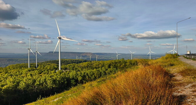EGAT -Electricity Generating Authority of Thailand-wind turbine park at Lamtakong Jolabha Vadhana Power Plant in Sikhio District, Nakhon Ratchasima, Thailand