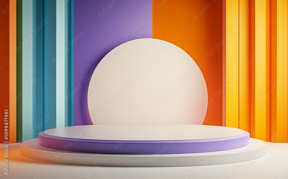 Poster Vibrant Abstract Background with Colorful Circular Podium for Product Display : Generative AI