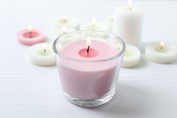Scented candle on white background 