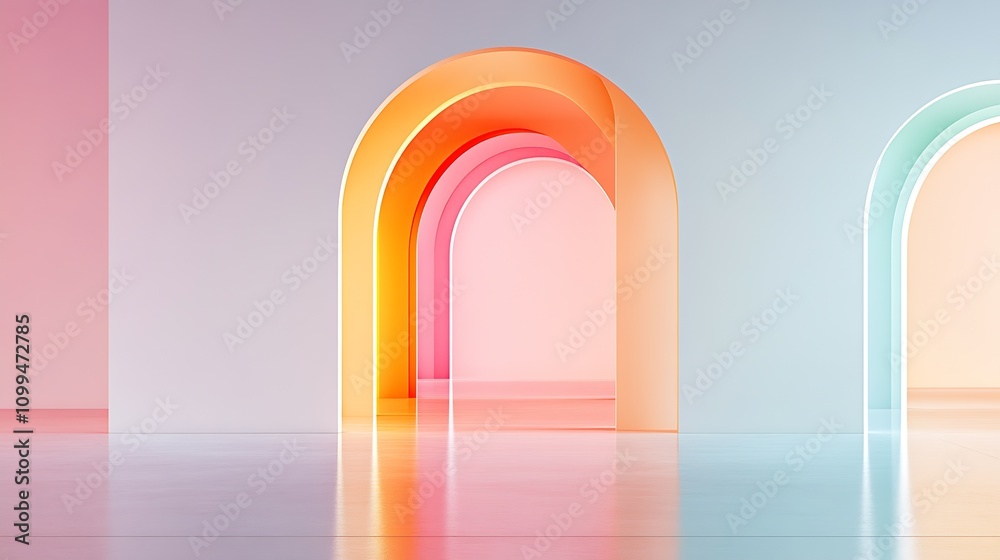 Poster Abstract Multi-Color Archway Design for Modern Minimalist Interior Architecture Aesthetic : Generative AI