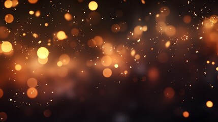 Fototapeta premium Abstract Orange Glowing Particles Floating In Darkness