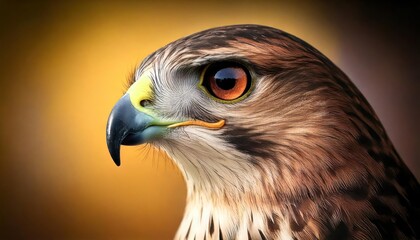 Fototapeta premium full body photo of hawk blurry green leaf's background 