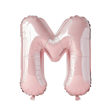 M font letters alphabet. Pink balloon typography reflect celebrate themes; birthday, anniversary, celebration, valentine&rsquo;s day, graduated. illustration for creative text design