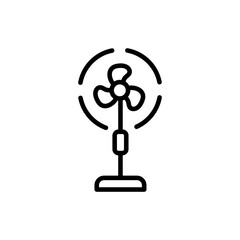 Obraz premium Simple fan or ventilator on floor outline icon. Concept for your logo web mobile app UI design. Vector line illustration
