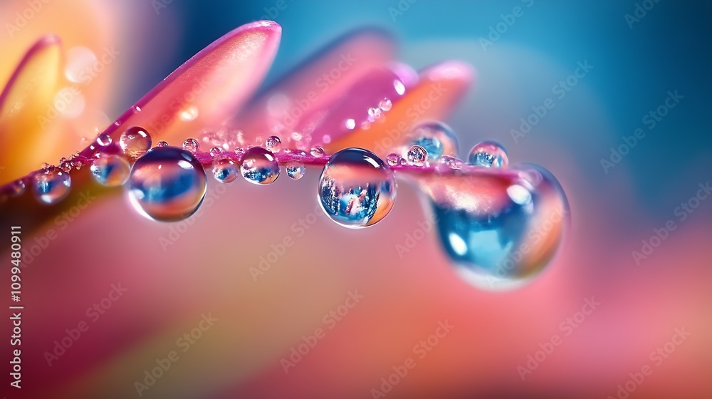 Poster dew-kissed leaf with reflections in macro photography : generative ai