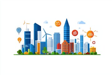 Obraz premium A cutting-edge infographic visually showcases the ecological effects of modern urban planning.