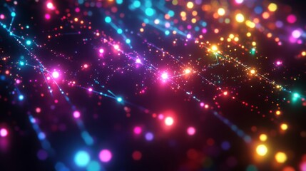 Fototapeta premium Abstract Colorful Lights Streaming Across Dark Background