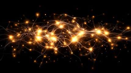 Golden Light Trails And Sparks Abstract Design