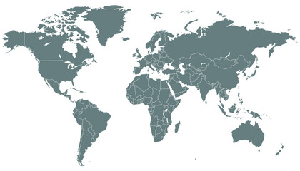 Obraz premium World map. Grey modern vector map. Silhouette map.