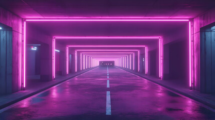 Neon Pink Tunnel 3D Render