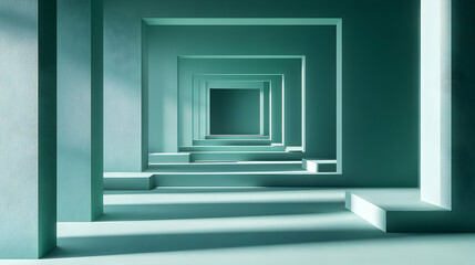 Fototapeta premium Abstract 3D Teal Geometric Background Illustration
