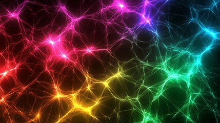 Fototapeta premium Abstract Rainbow Energy Network Glowing Brightly