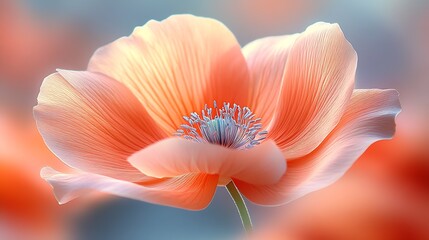 Obraz premium Artistic Capture of a Single Peach Flower with Graceful Petals : Generative AI