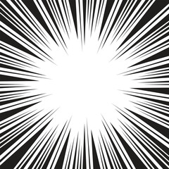 Obraz premium Abstract black and white radial speed lines square background