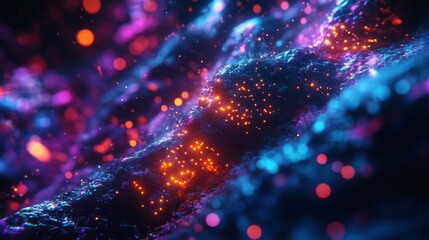Abstract Glowing Landscape Neon Lights And Particles