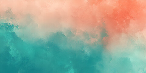 Fototapeta premium Abstract Dreamscape: A serene and ethereal abstract background featuring soft, flowing clouds in shades of teal and coral, evoking a sense of tranquility and wonder.