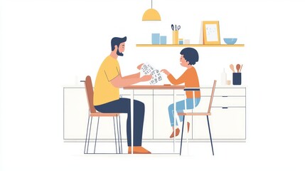 Father and Son Engaging in Educational Activity