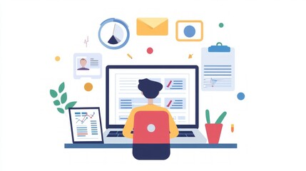 Fototapeta premium Modern Business Workspace Illustration
