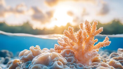 Coral reef beauty at sunset underwater nature scene ocean vibrant colors close-up view