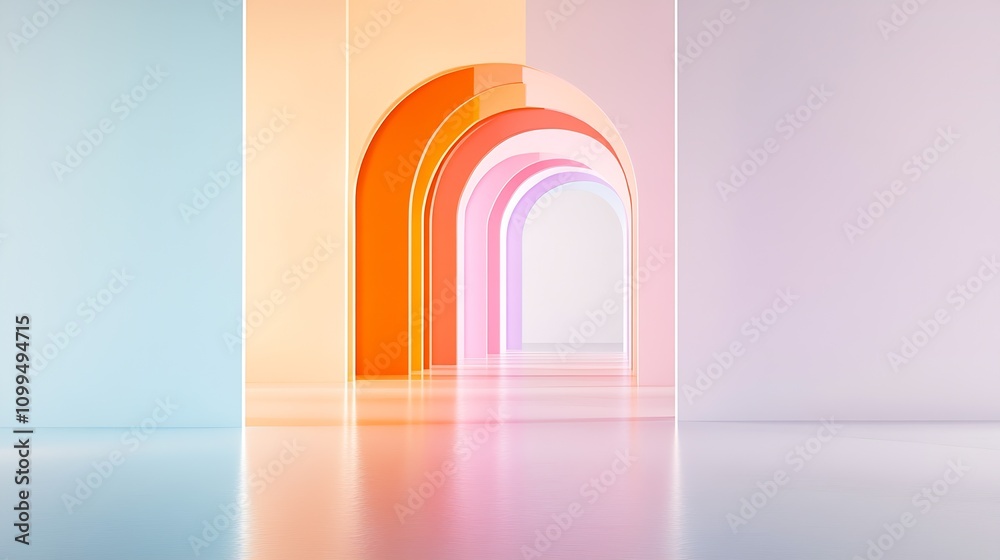 Aufkleber vibrant abstract arched gateway with soft pastel gradients and illusionary depth : generative ai
