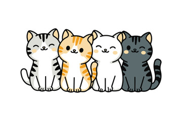 Obraz premium Cute Cats, Happy Hearts VECTOR