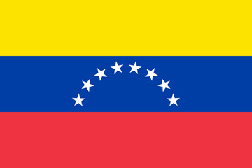Venezuela flag in official colors, dimensions and aspect ratio. Vector flag symbolizing national pride, identity, heritage, patriotism and authority