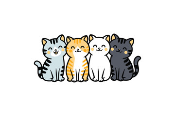 Naklejka premium Cute Cats, Happy Hearts VECTOR