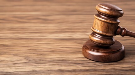 Wooden Gavel on Wooden Table