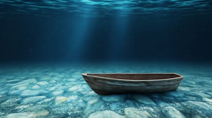 Fototapeta premium Sunken Rowboat on Ocean Floor